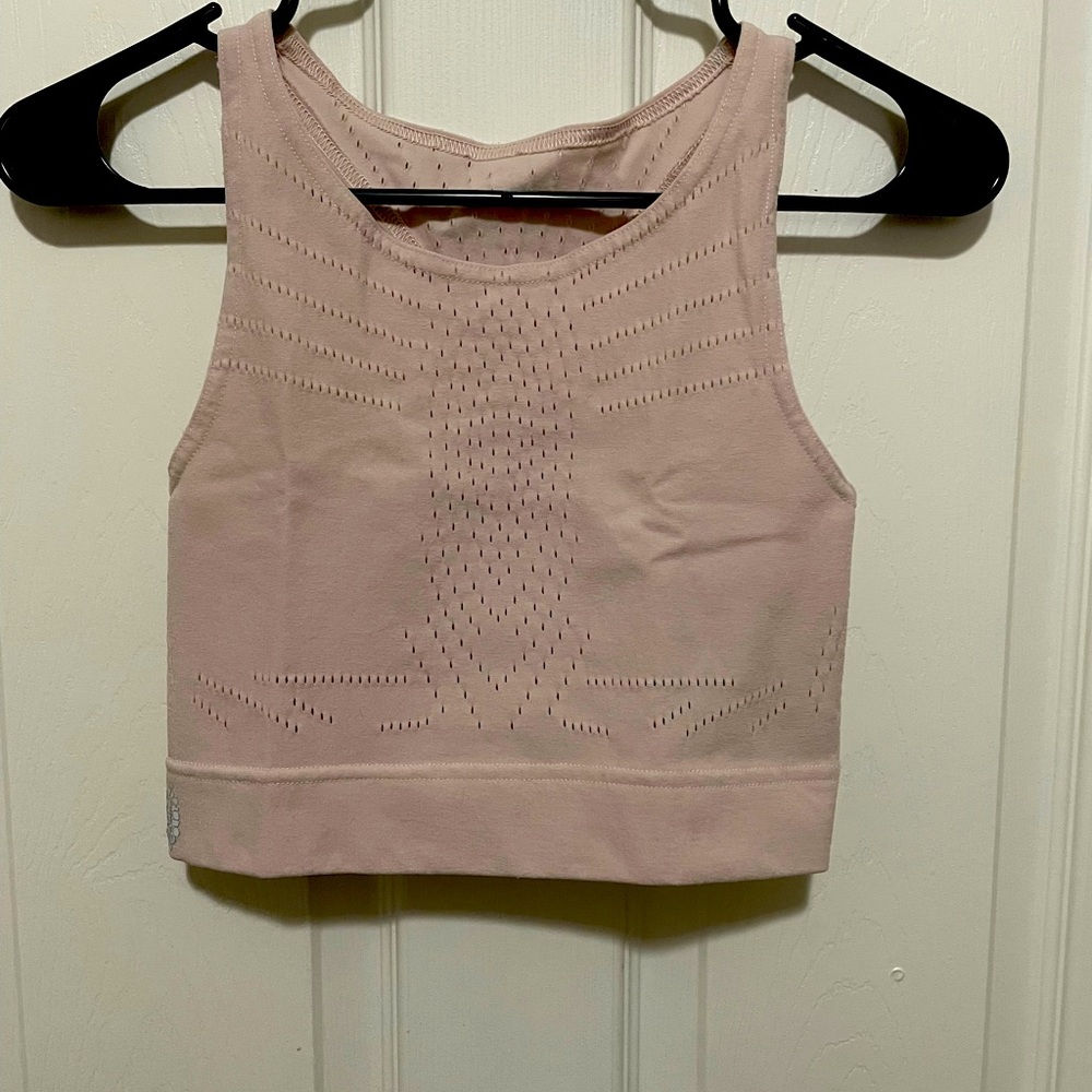 Free People Movement High Neck Crop Top with Laser Cut Details